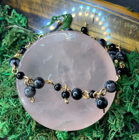 'Nightfall II' Indigo Gabbro & Onyx Bracelet