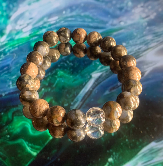 'Neptunian' Glaucophane & Clear Quartz Bracelet