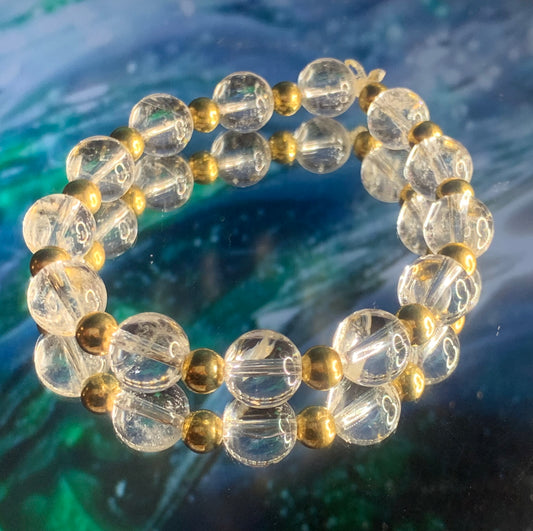 'Gilded Wave' Clear Quartz Bracelet