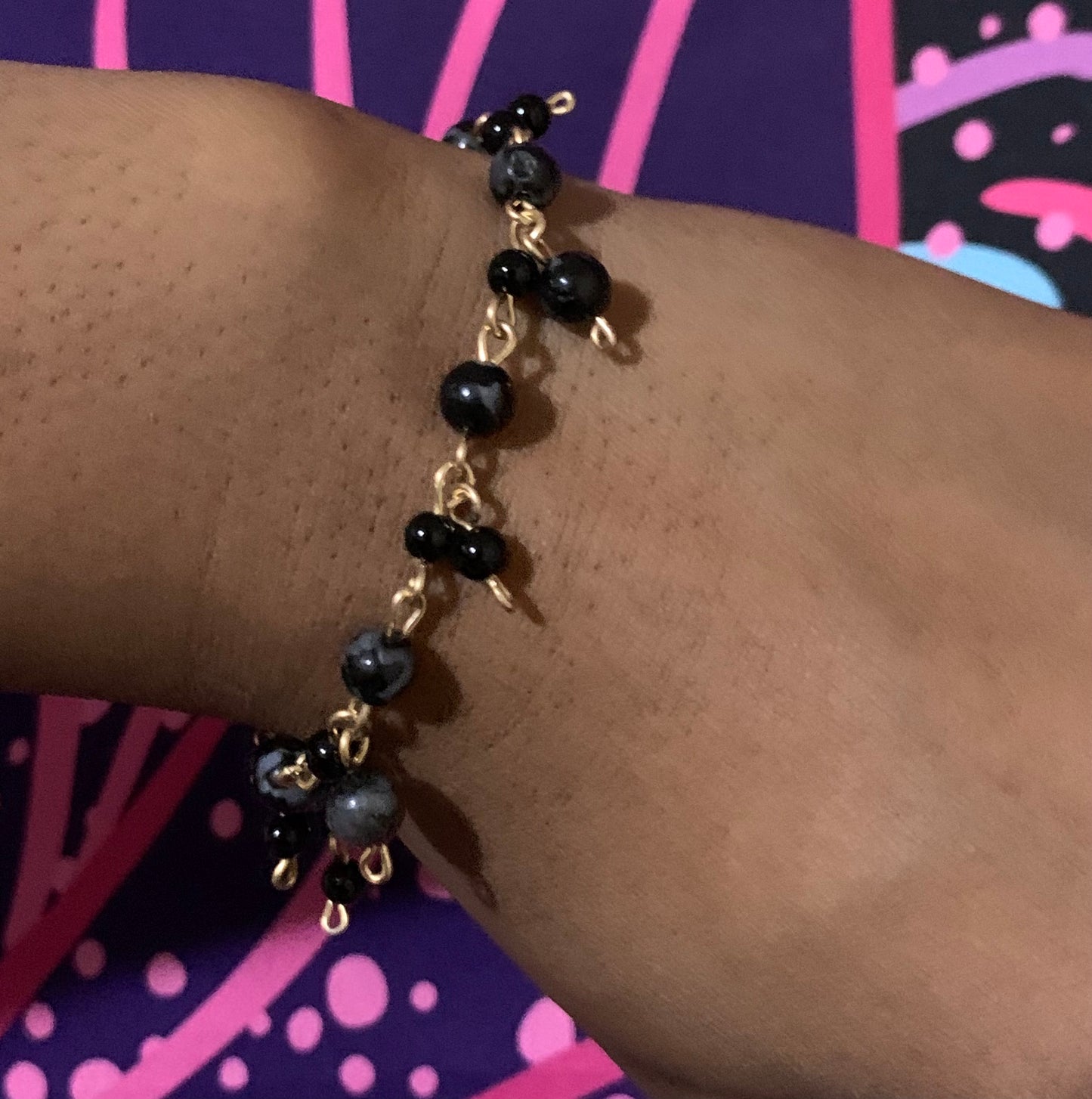 'Nightfall II' Indigo Gabbro & Onyx Bracelet