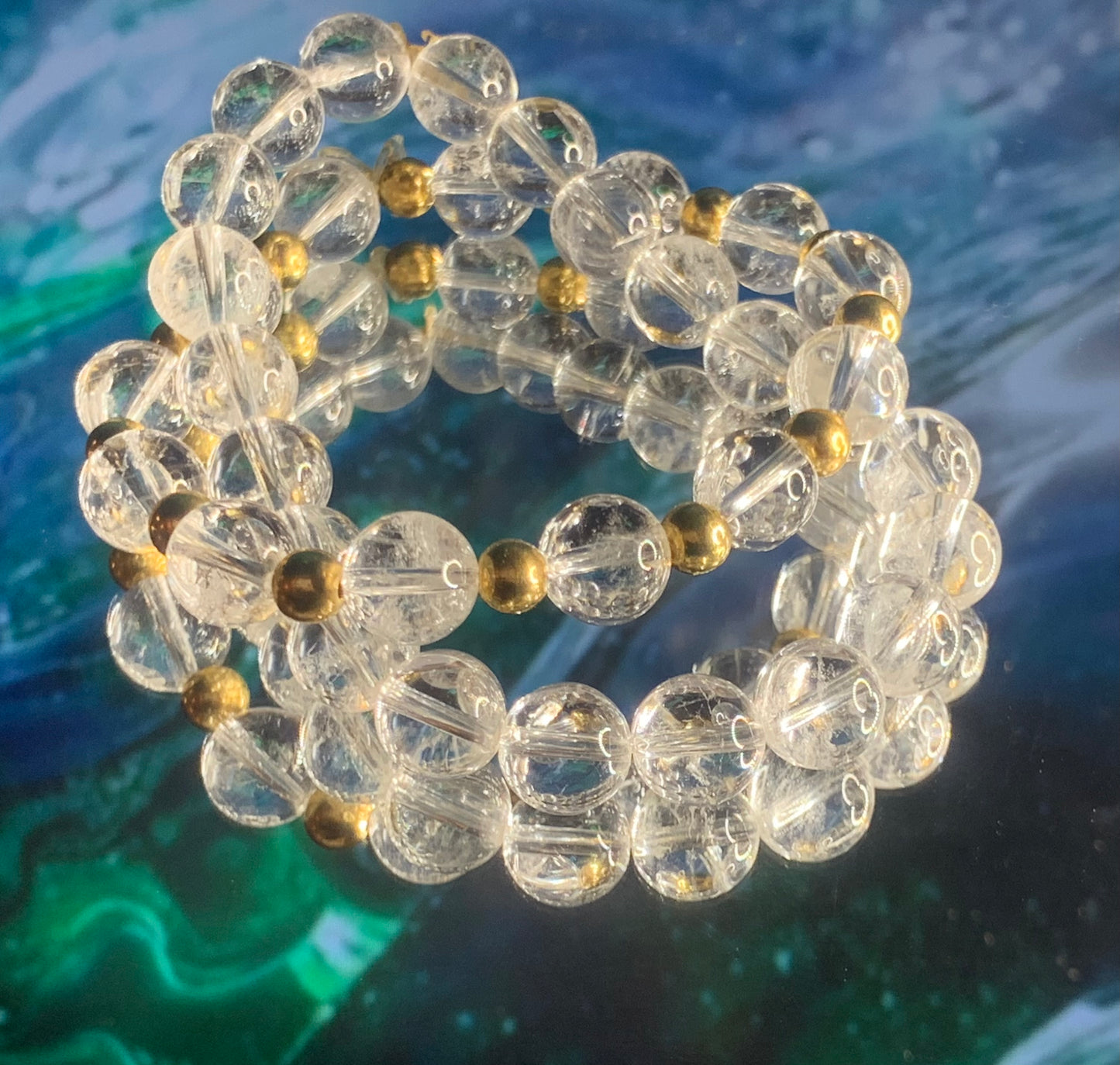 'Gilded Wave' Clear Quartz Bracelet